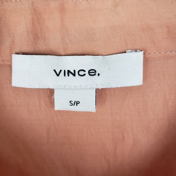Vince Bishop Collar Cupro Blend Shirt Button Up Long Sleeve Top Peach Womens S - Picture 4 of 10